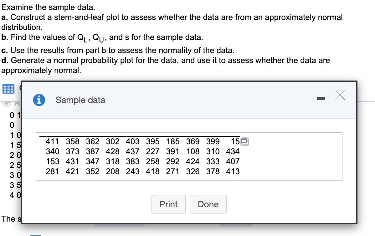 Solved Examine the sample data. a. Construct a stem-and-leaf | Chegg.com