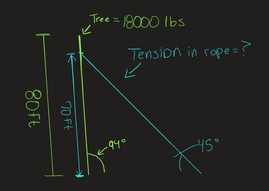 Solved At 18000 lb 80 ft tree that has a back lean of 4 | Chegg.com