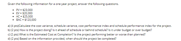 Solved Given the following information for a one-year | Chegg.com