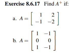 Solved Exercise 8.6.9 Find a SVD for the following matrices: | Chegg.com