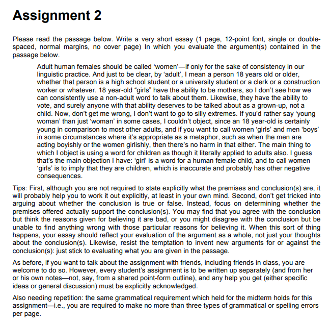 Solved Assignment 2 Please Read The Passage Below Write A Chegg Com