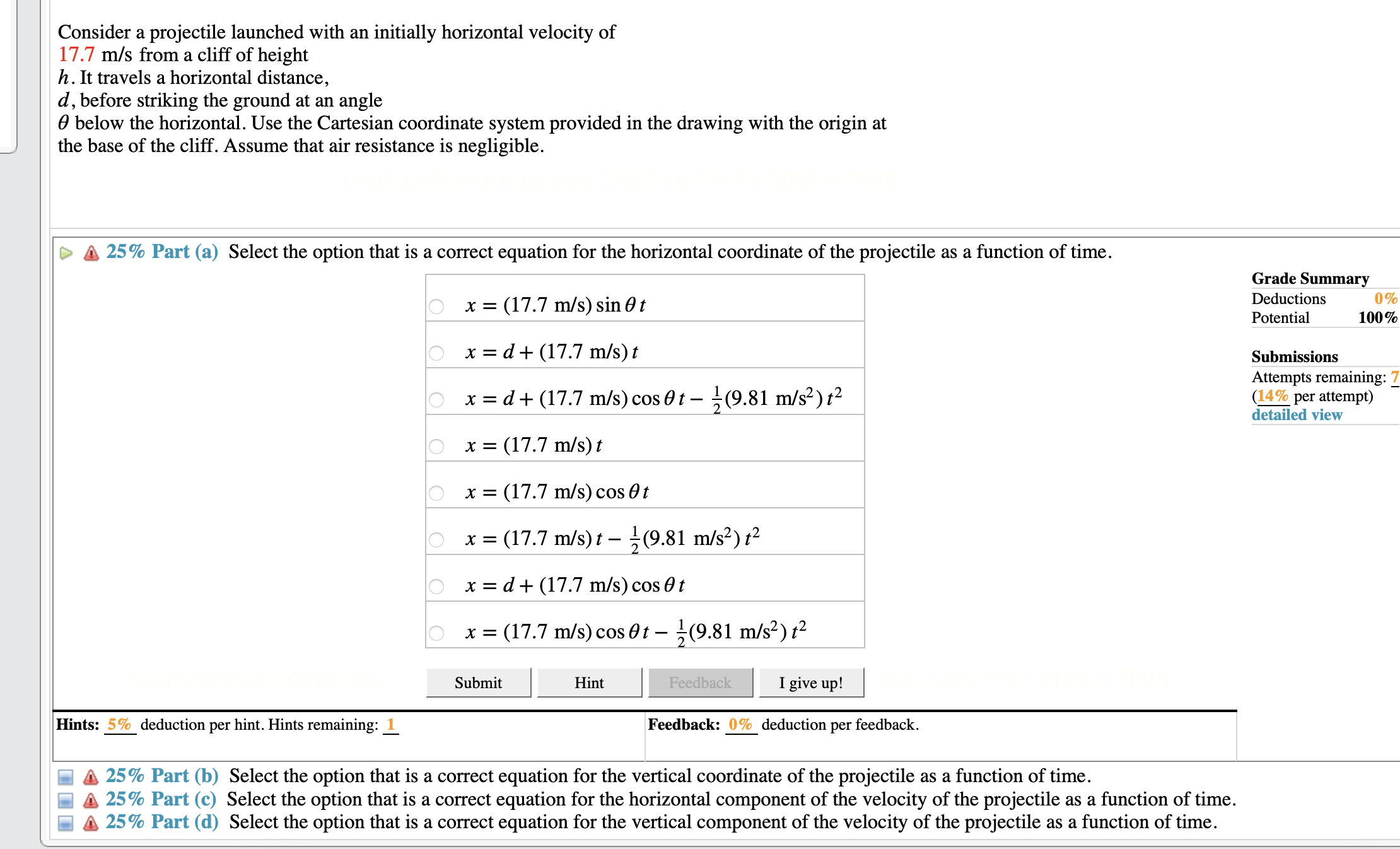 Solved (8\%) Problem 3: In Two-dimensional Motion With | Chegg.com