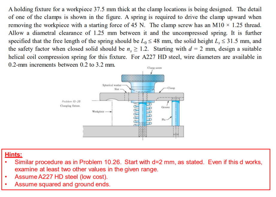 A holding fixture for a workpiece 37.5 mm thick at