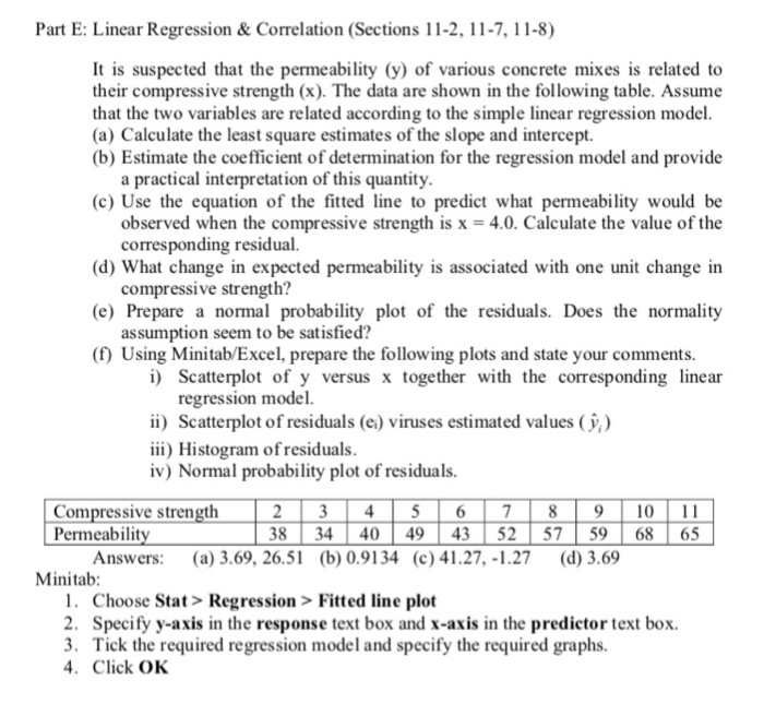 Solved Part E: Linear Regression&Correlation (Sections | Chegg.com