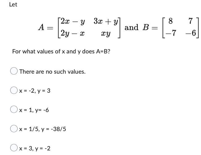 Solved Let 2xy 3x Y A 2y X Xy For What Values Of X Chegg Com