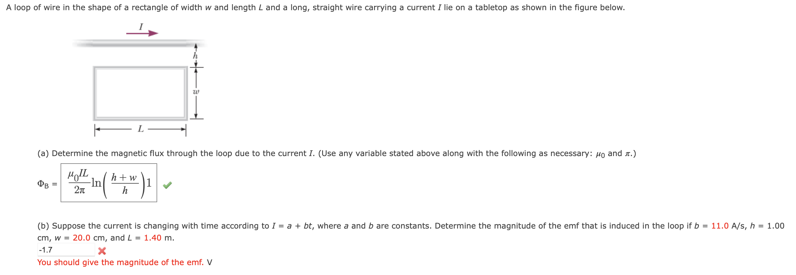 Solved A loop of wire in the shape of a rectangle of width w | Chegg.com