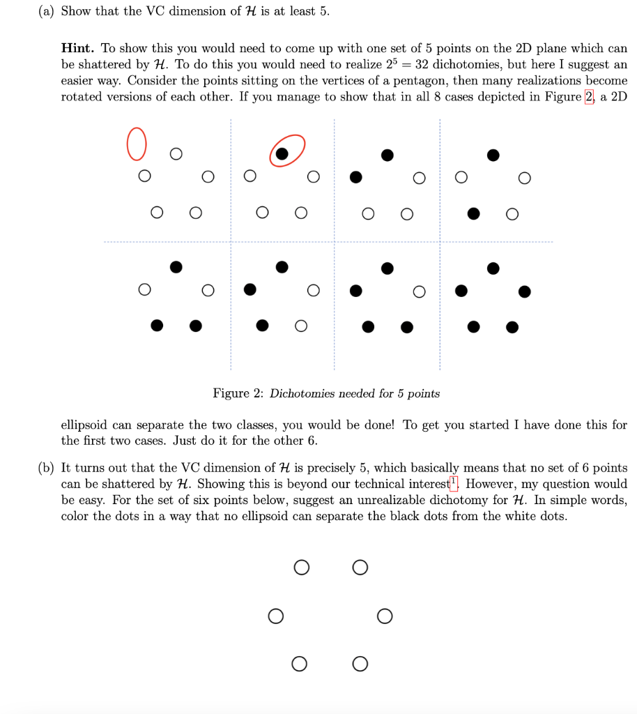 Q5 (VC Dimension). The goal of this question is to go | Chegg.com