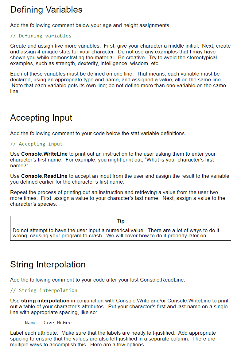 Solved Required Variables For this assignment, you are | Chegg.com