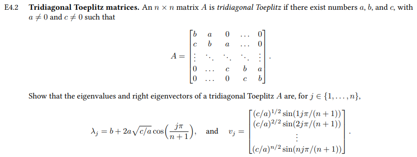 Solved Tridiagonal Toeplitz matrices. An n×n matrix A is | Chegg.com