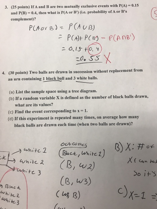 Solved 3. (25 points) If A and B are two mutually exclusive | Chegg.com