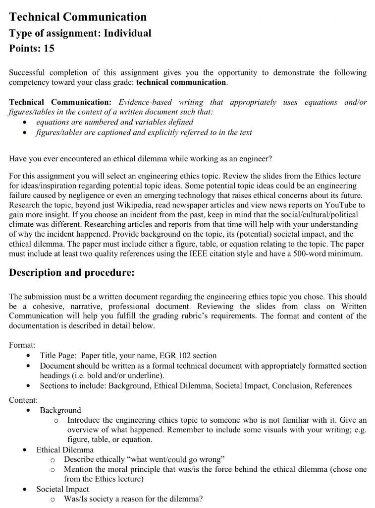 Solved Technical Communication Type of assignment: | Chegg.com