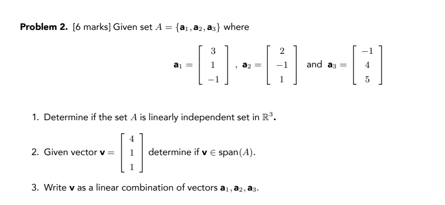 Solved Problem 2. [6 marks] Given set \\( | Chegg.com