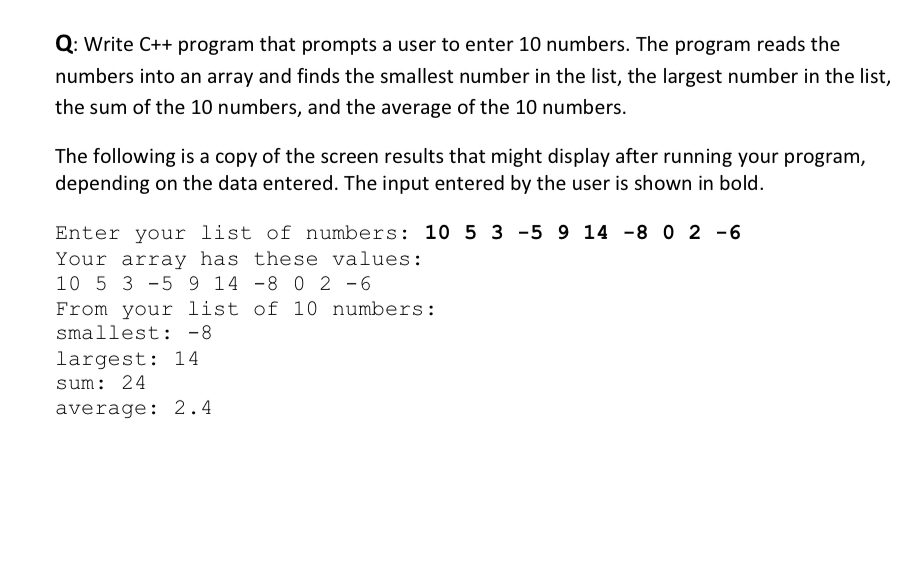 Solved Q Write C++ program that prompts a user to enter 10