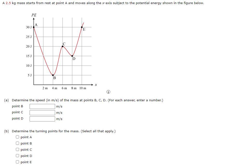 Solved A 2.5 Kg Mass Starts From Rest At Point A And Moves | Chegg.com
