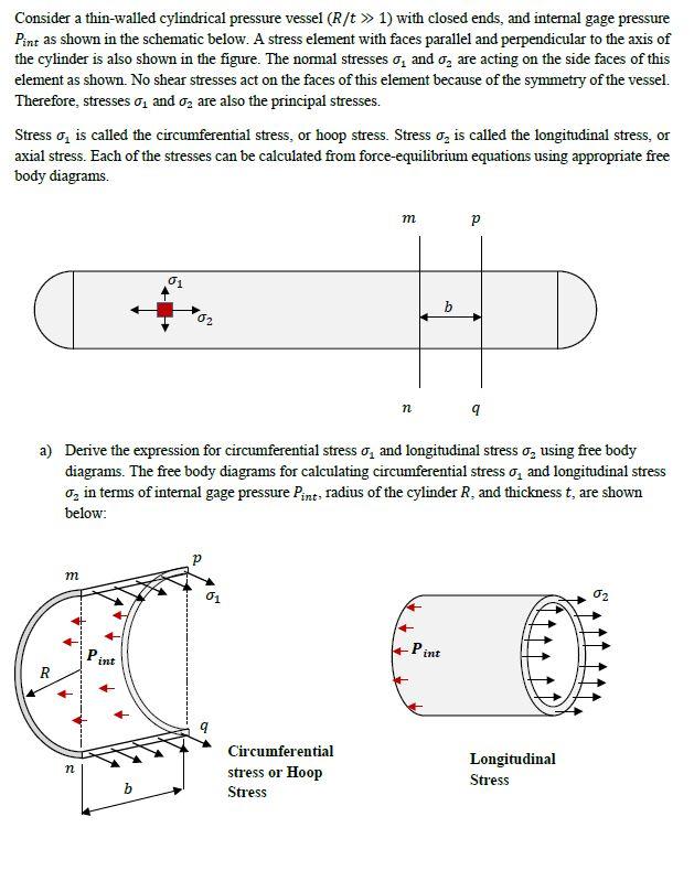 Solved Consider a thin-walled cylindrical pressure vessel | Chegg.com