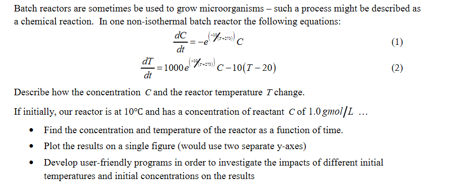 Solved 1-23) c = = 1000e492) Batch reactors are sometimes be | Chegg.com