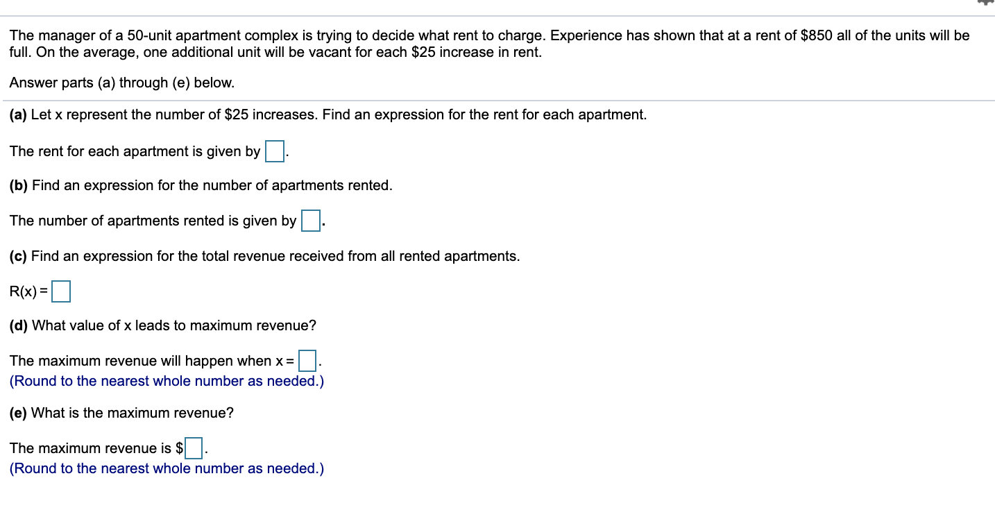 Solved The manager of a 50-unit apartment complex is trying | Chegg.com