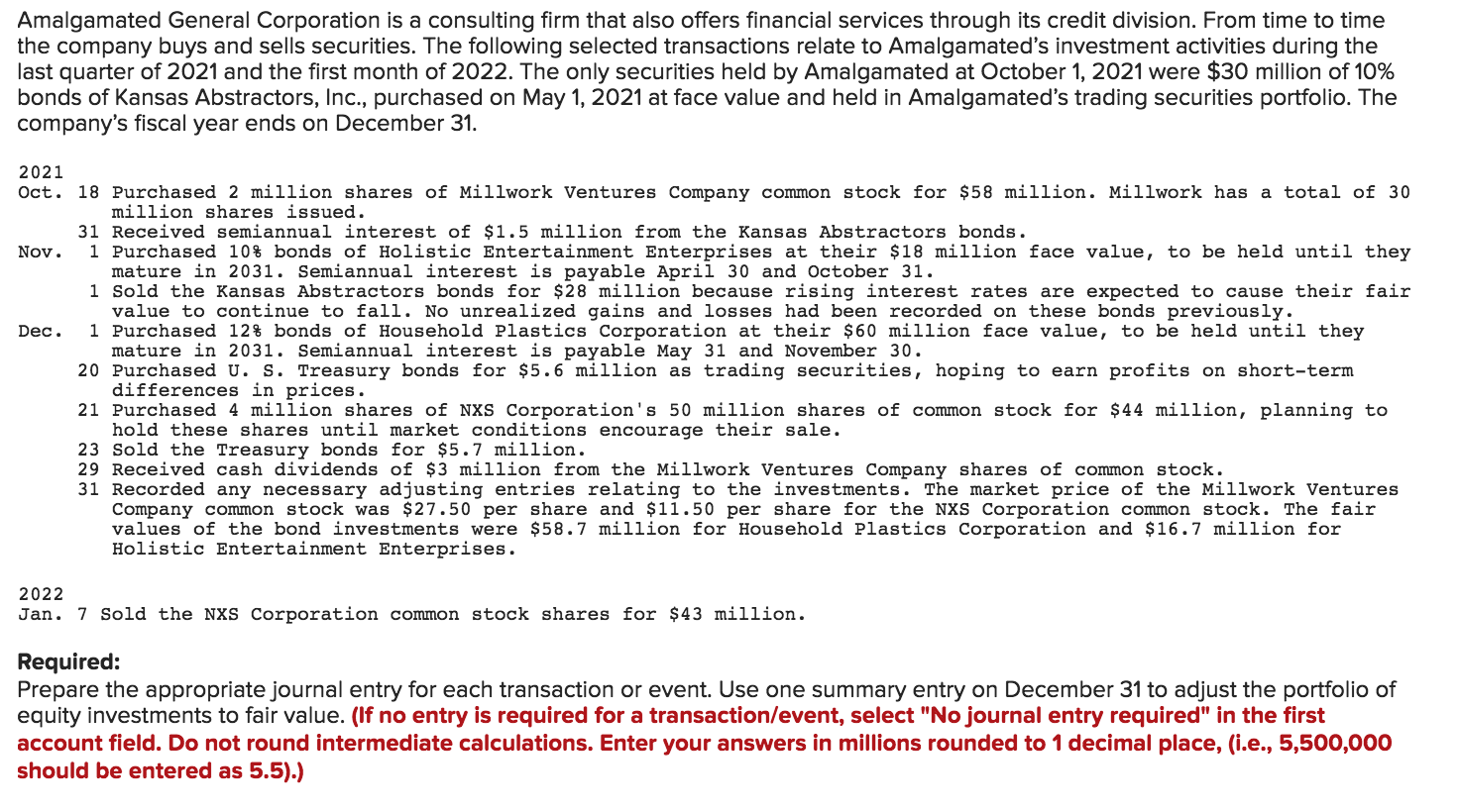 Solved Amalgamated General Corporation is a consulting firm