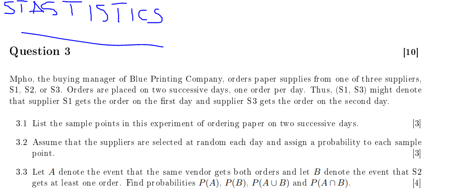 Solved STOCHASTIC PROCESS STATISTICS Question 3Mpho, the | Chegg.com