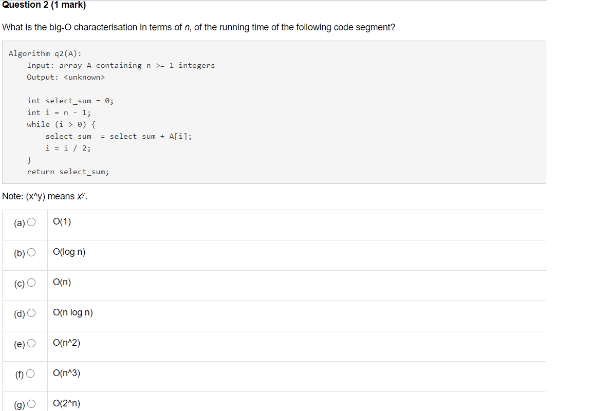question-2-1-mark-what-is-the-big-o-characterisa-chegg