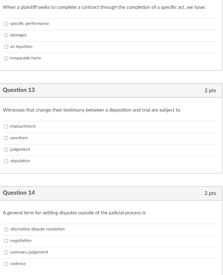 Solved When seeking a legal remedy to compensate for a | Chegg.com