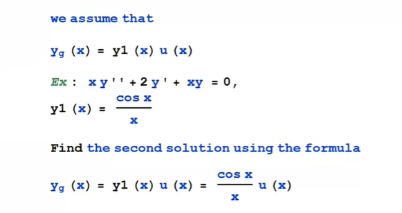 Solved we assume that Yg (x) yl (x) u (x) Ex : xy'! + 2 y' + | Chegg.com