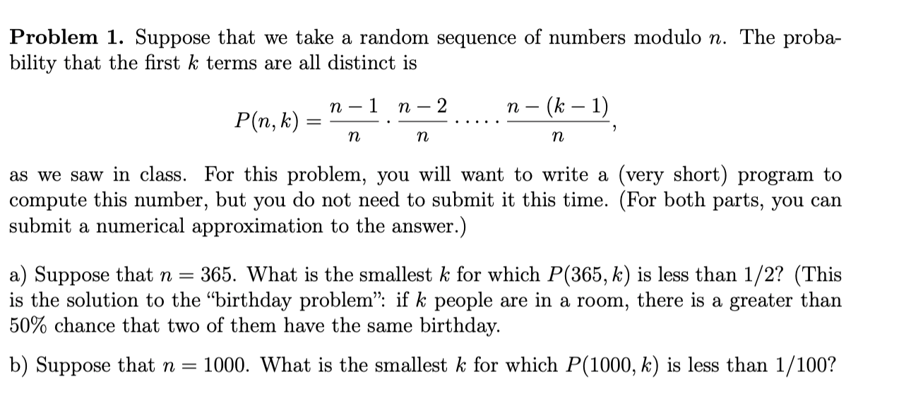 Solved Problem 1. Suppose That We Take A Random Sequence Of | Chegg.com