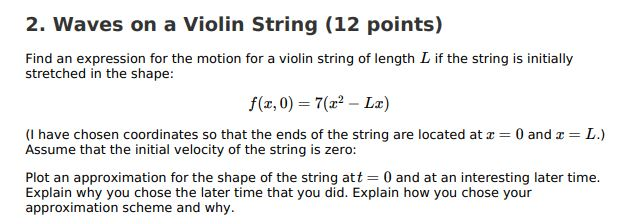 Violin String Math Solved 2. Waves on a Violin String (12 points) Find an | Chegg.com