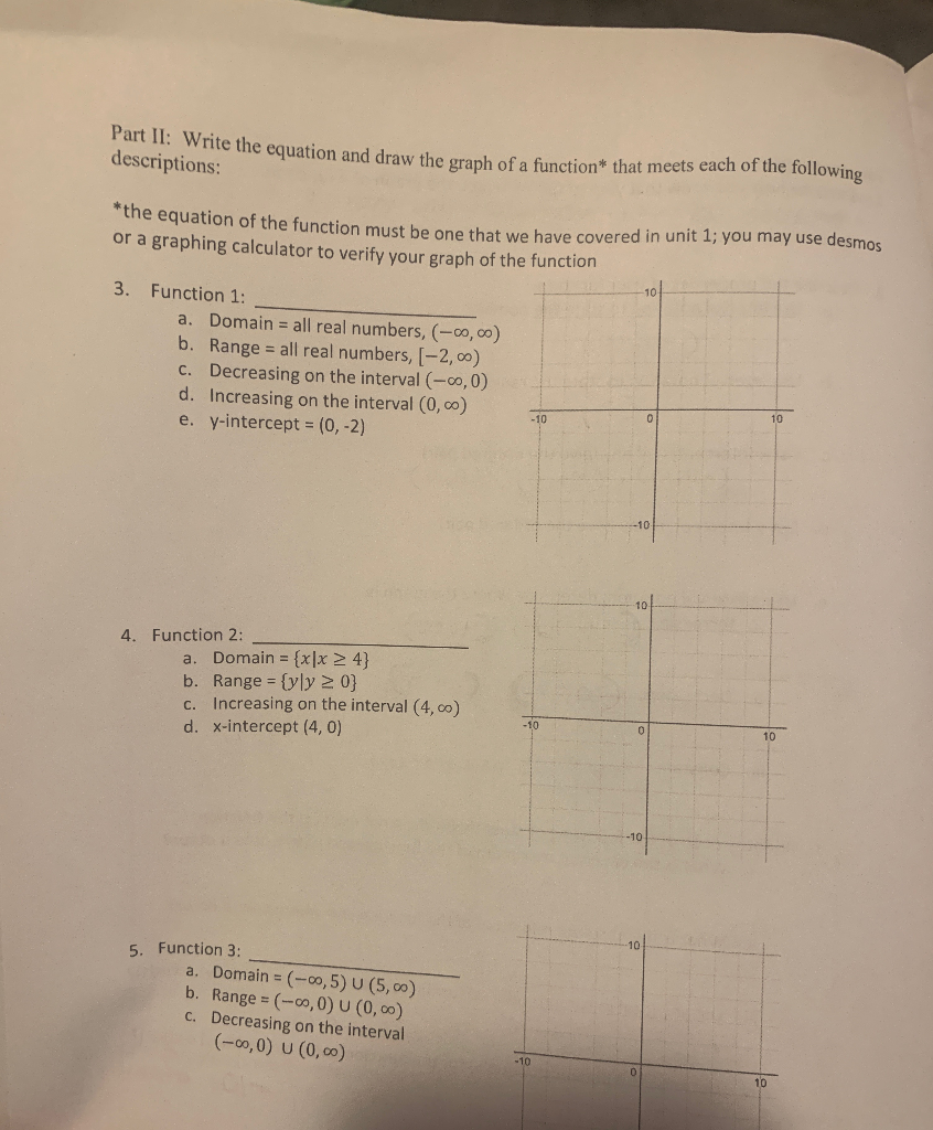 Solved Part II: Write the equation and draw the graph of a | Chegg.com