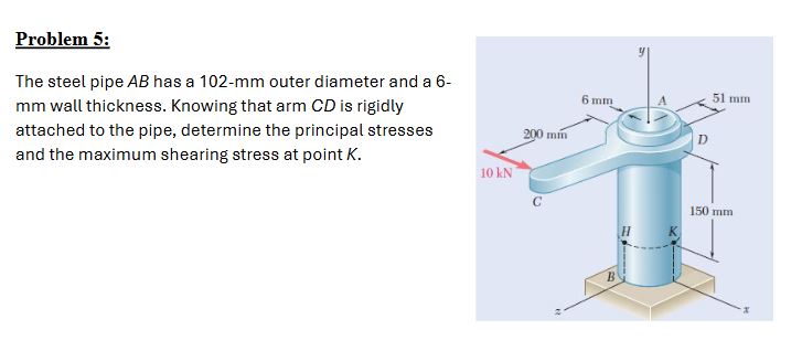 Solved Problem 5:The steel pipe \( ﻿A B \) ﻿has a | Chegg.com