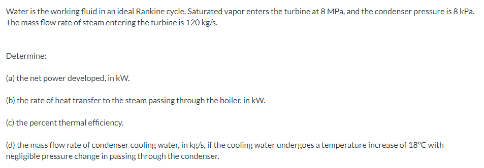 Solved Water is the working fluid in an ideal Rankine cycle. | Chegg.com