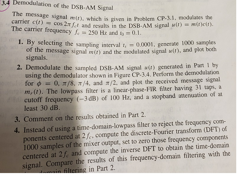 The message signal m(t), which is given in problem