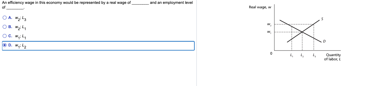 Solved An efficiency wage in this economy would be | Chegg.com