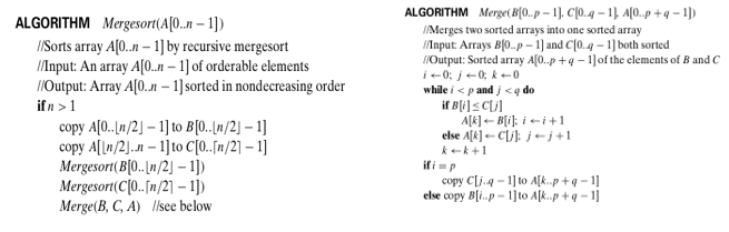 Solved Below, pseudo-code for the top-down mergesort (and | Chegg.com
