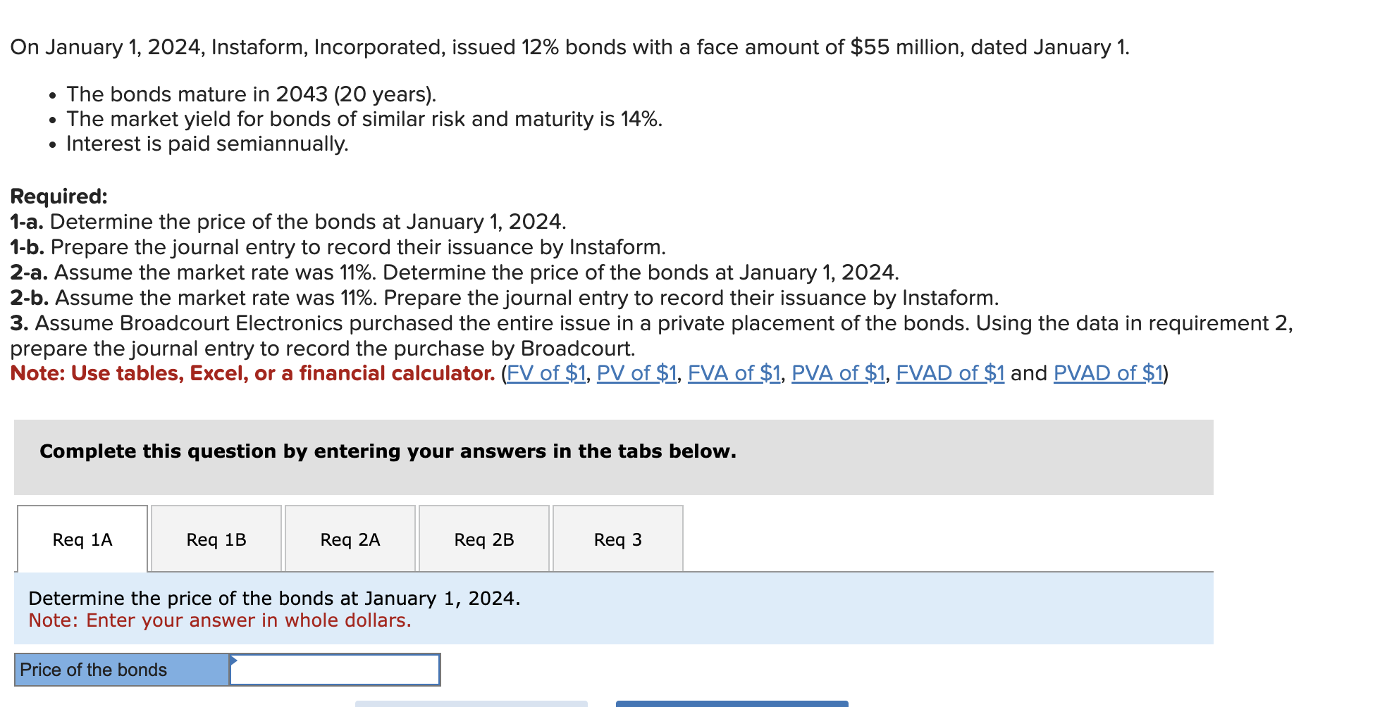 Solved On January 1, 2024, Instaform, Incorporated, issued