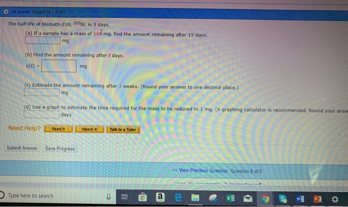 solved-the-half-life-of-bismuth-210-210bi-is-5-days-a-chegg