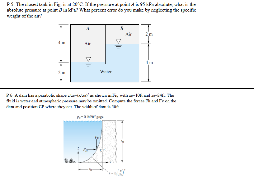 Solved P 5: The Closed Tank In Fig. Is At 20°C. If The | Chegg.com