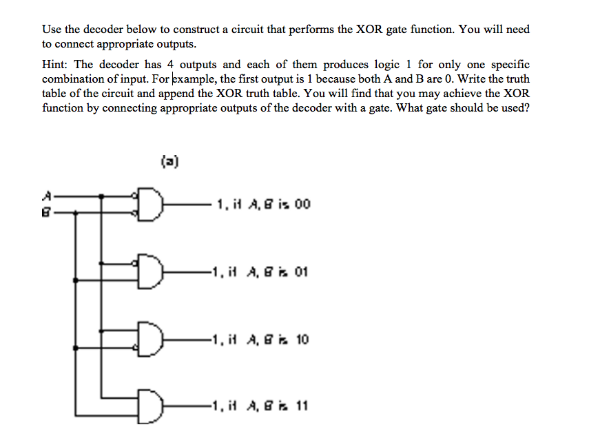 Solved Use the decoder below to construct a circuit that | Chegg.com