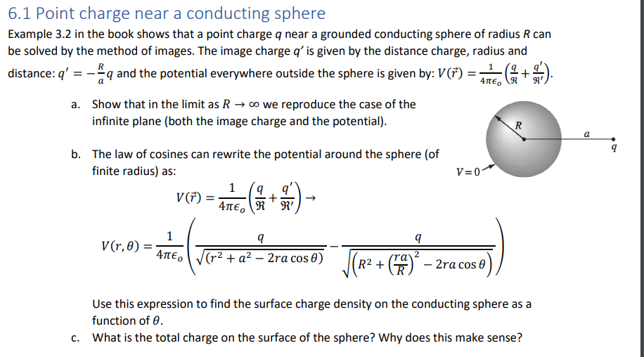 Solved 6.1 Point Charge Near A Conducting Sphere Example 3.2 | Chegg.com