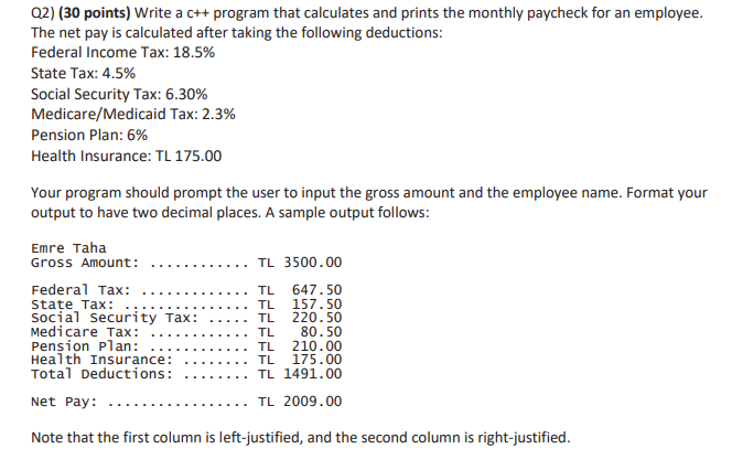 Solved Q2) (30 points) Write a c++ program that calculates | Chegg.com