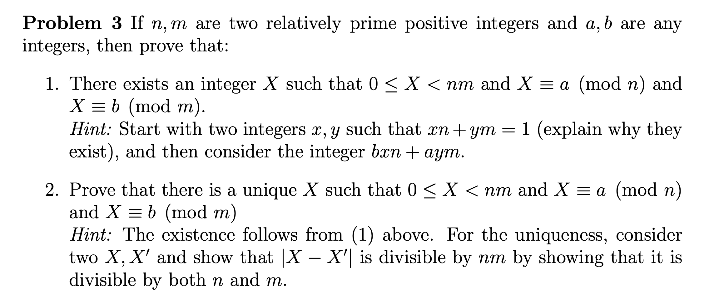 Solved Problem 3 If n,m are two relatively prime positive | Chegg.com