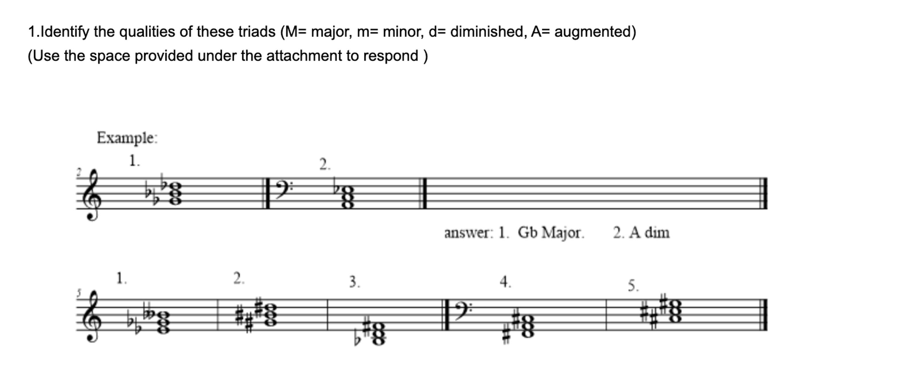 1.Identify the qualities of these triads major, m= | Chegg.com