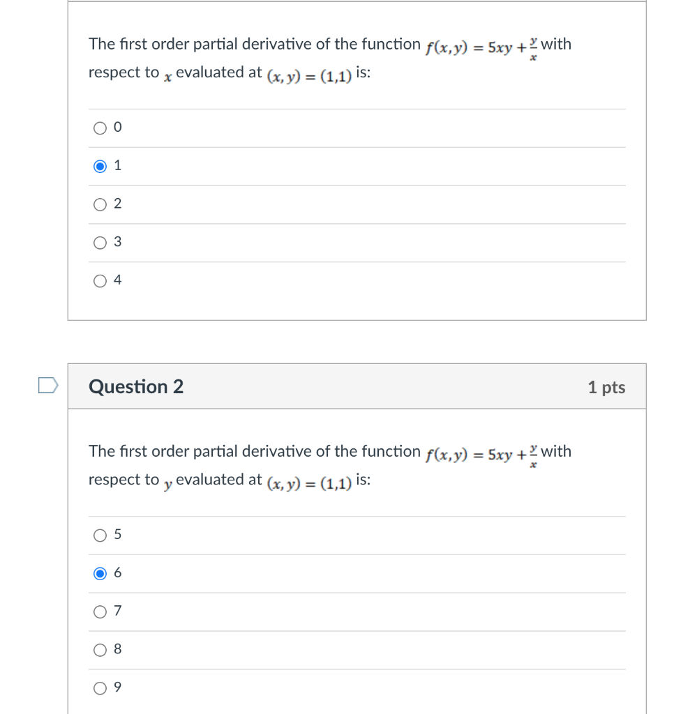 Solved The first order partial derivative of the function | Chegg.com