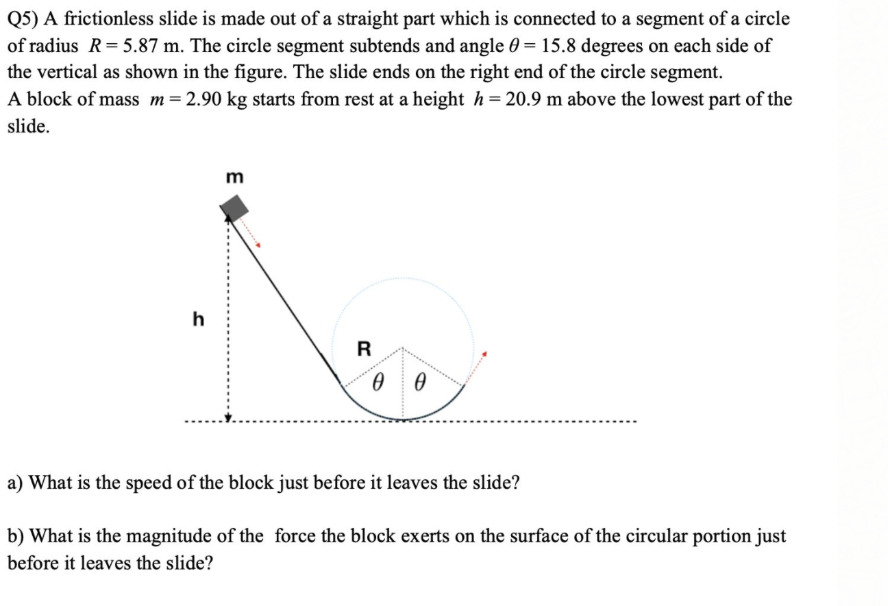 Solved Q5) A Frictionless Slide Is Made Out Of A Straight 