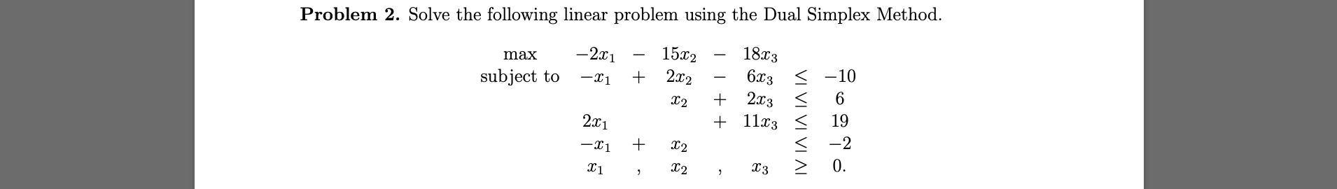 Solved Problem 2. Solve the following linear problem using | Chegg.com