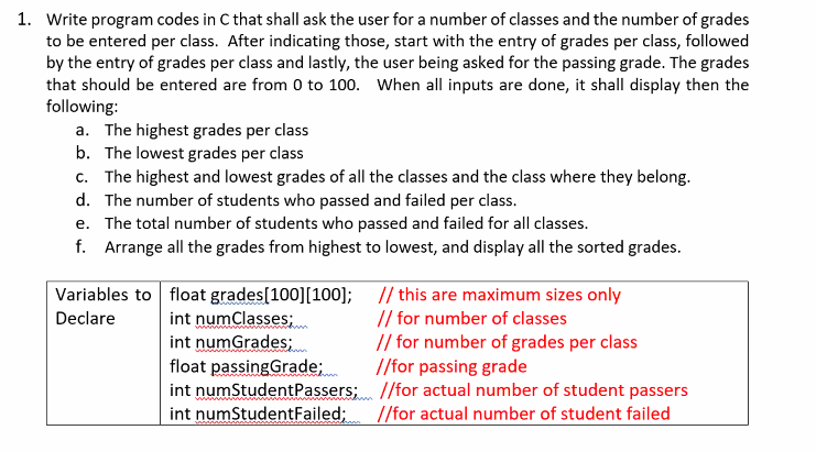 Solved 1. Write program codes in C that shall ask the user | Chegg.com