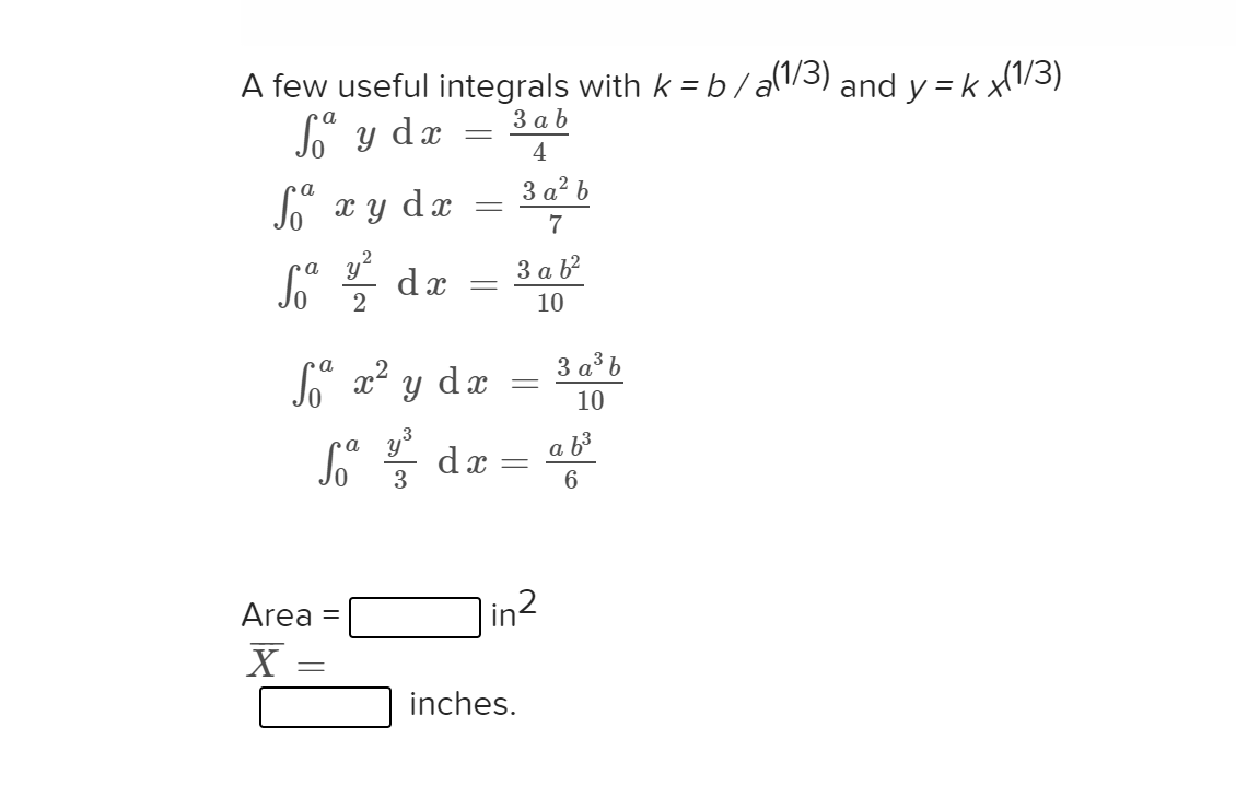 Solved A Few Useful Integrals With K = B/a(1/3) And | Chegg.com