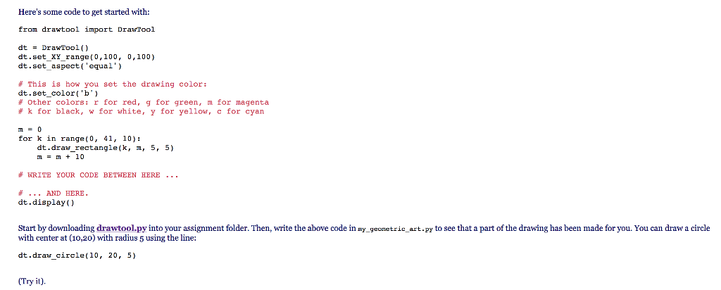 4. In my_geometric_ert.py, write code to use drawtool | Chegg.com