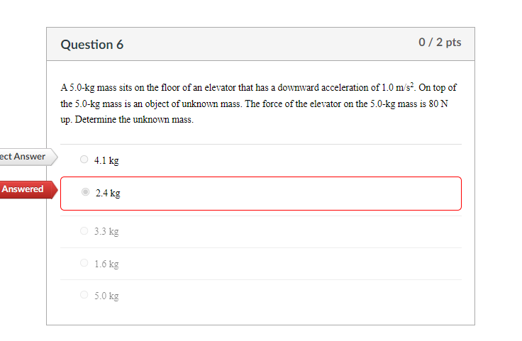 Solved Question 6 0/2 Pts A 5.0-kg Mass Sits On The Floor Of | Chegg.com