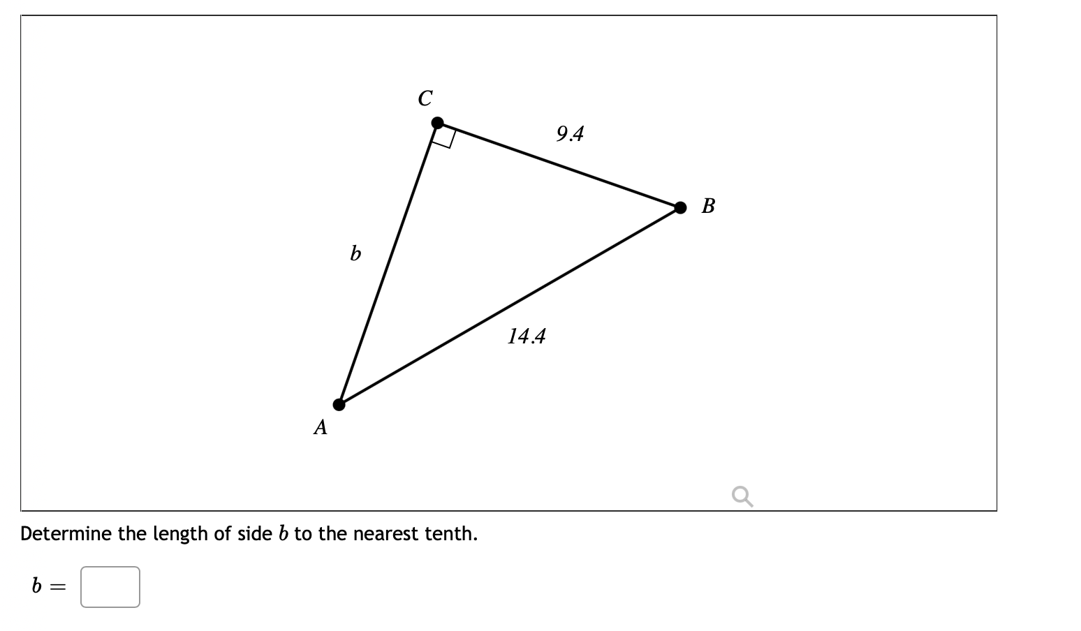 Solved 9.4 B B 14.4 A Determine The Length Of Side B To The | Chegg.com